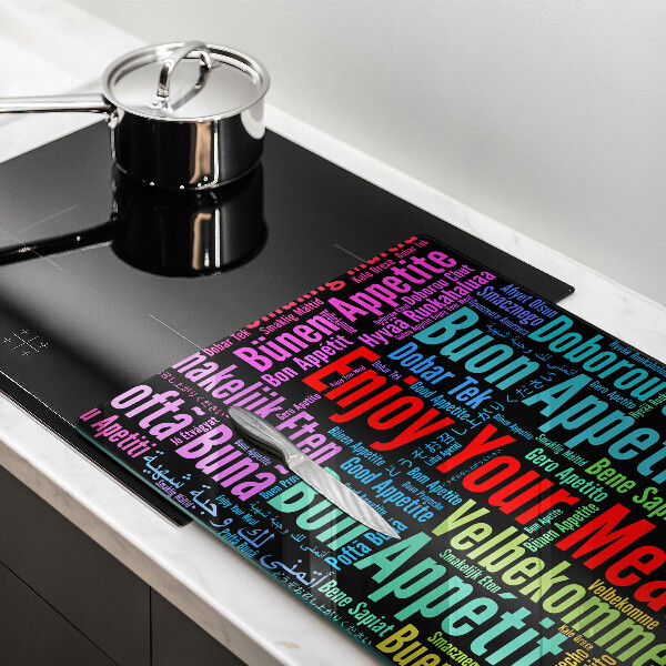 Glas Herdabdeckplatte Untertitel Guten Appetit Sprachen