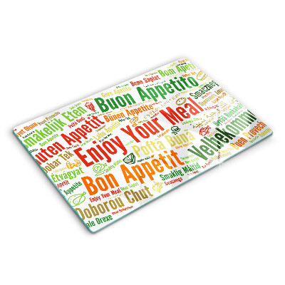 Glas Herdabdeckplatte Untertitel Guten Appetit Sprachen