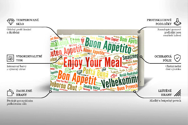 Glas Herdabdeckplatte Untertitel Guten Appetit Sprachen