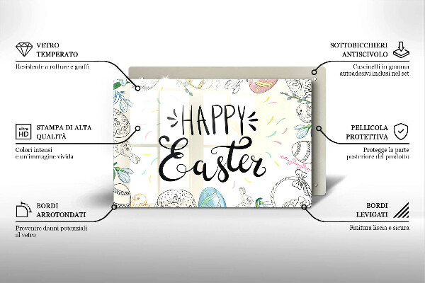 Glas Herdabdeckplatte Happy Easter