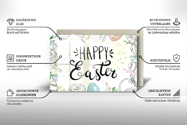 Glas Herdabdeckplatte Happy Easter