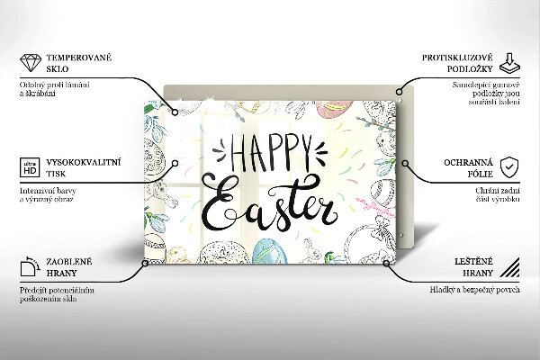 Glas Herdabdeckplatte Happy Easter