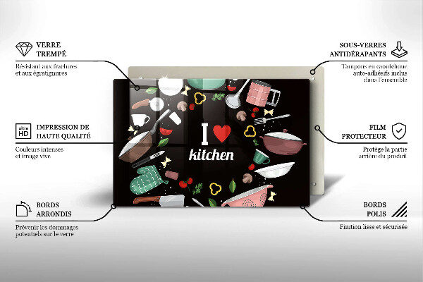 Glas Herdabdeckplatte Illustration Ich liebe Küche