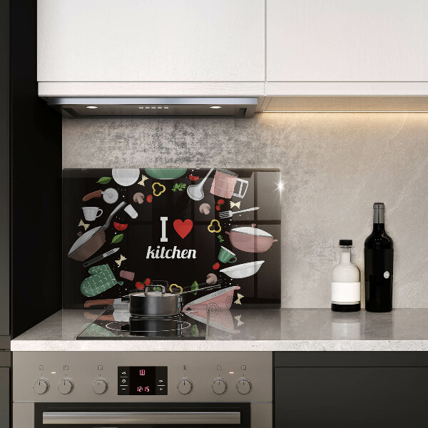 Glas Herdabdeckplatte Illustration Ich liebe Küche