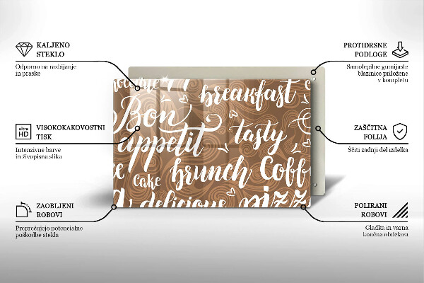 Glas Herdabdeckplatte Untertitel Bon appetit