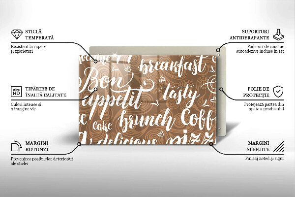 Glas Herdabdeckplatte Untertitel Bon appetit