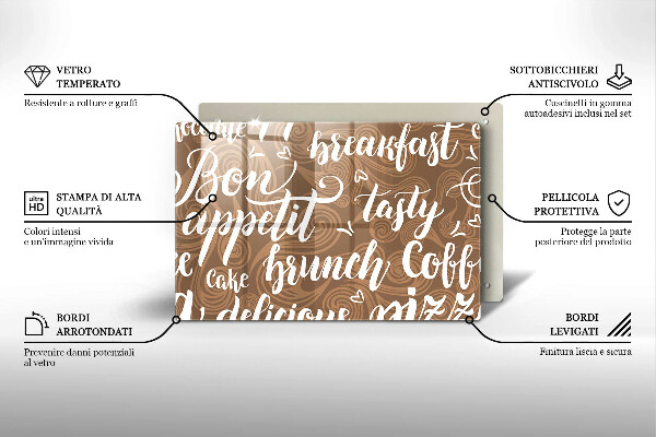 Glas Herdabdeckplatte Untertitel Bon appetit