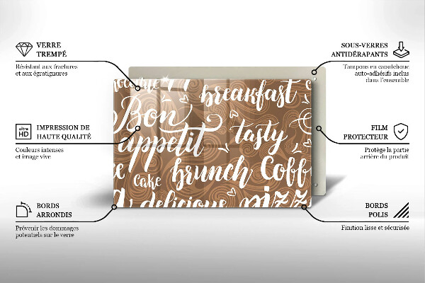 Glas Herdabdeckplatte Untertitel Bon appetit