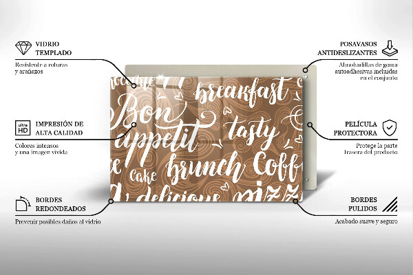 Glas Herdabdeckplatte Untertitel Bon appetit