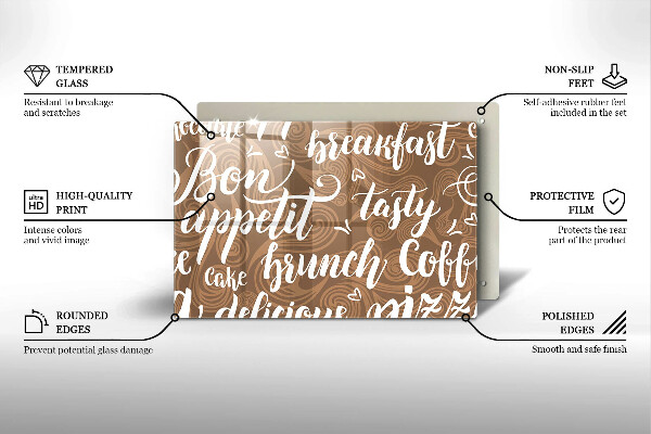 Glas Herdabdeckplatte Untertitel Bon appetit