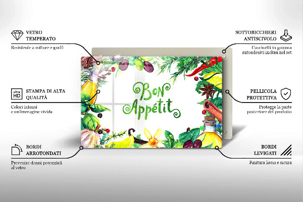 Glas Ceranfeldabdeckung Inschrift Bon appetit