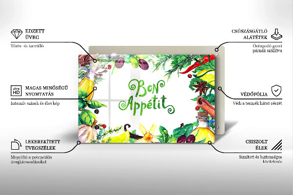 Glas Ceranfeldabdeckung Inschrift Bon appetit