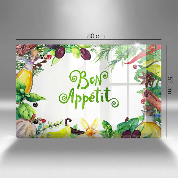 Glas Ceranfeldabdeckung Inschrift Bon appetit
