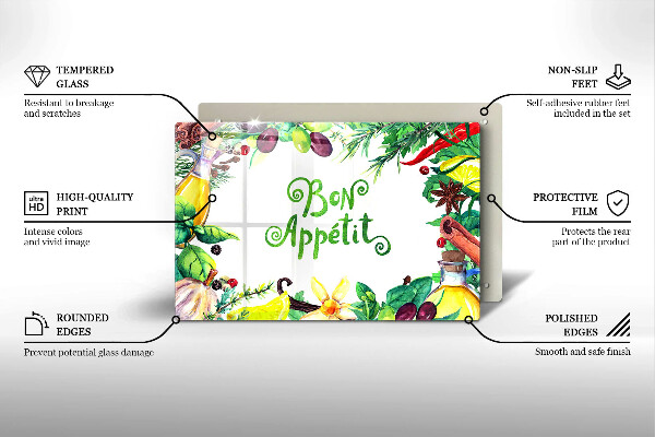 Glas Ceranfeldabdeckung Inschrift Bon appetit