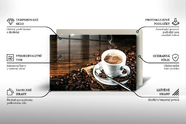 Glas Ceranfeldabdeckung Tasse und Kaffeebohnen