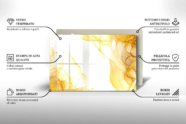 Glas Herdabdeckplatte Goldene Abstraktion