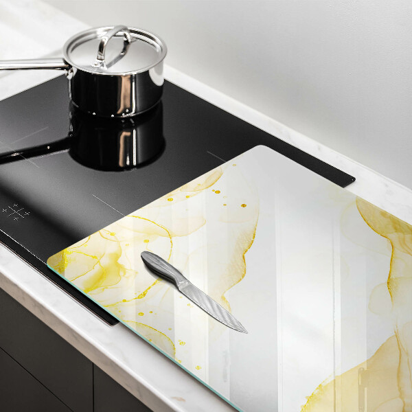 Glas Herdabdeckplatte Goldene Abstraktion