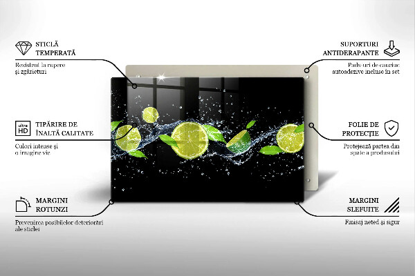 Glas Herdabdeckplatte Limetten-Minz-Wasser