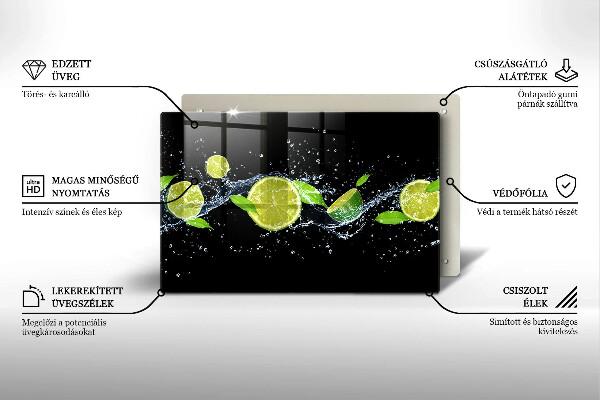 Glas Herdabdeckplatte Limetten-Minz-Wasser