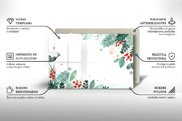 Glas Herdabdeckplatte Aquarellblätter