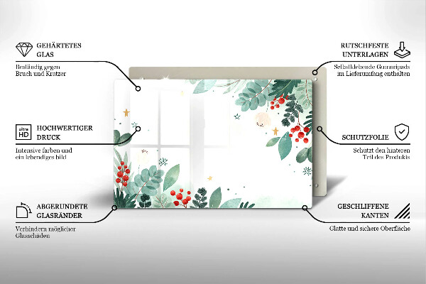 Glas Herdabdeckplatte Aquarellblätter