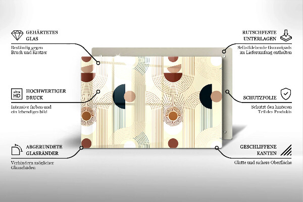Glas Herdabdeckplatte Boho-Geometrieformen