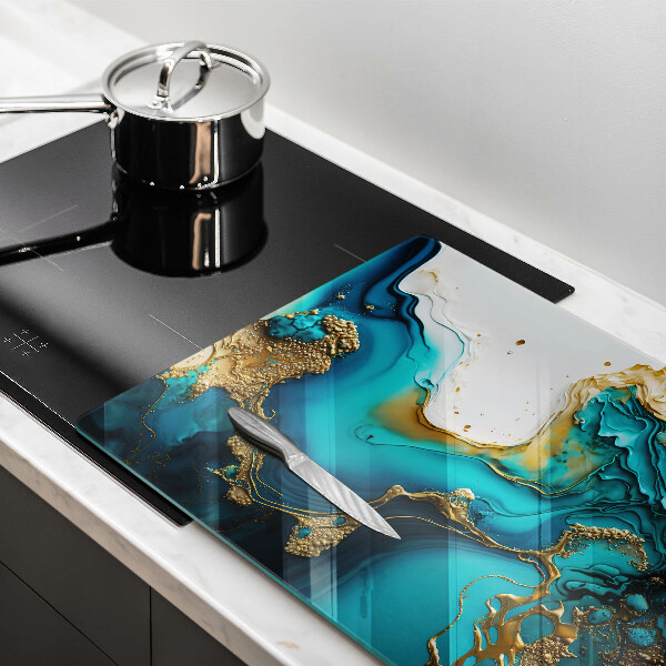 Glas Ceranfeldabdeckung Türkisfarbene Abstraktion