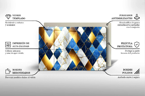 Glas Ceranfeldabdeckung Goldene Marmorrauten