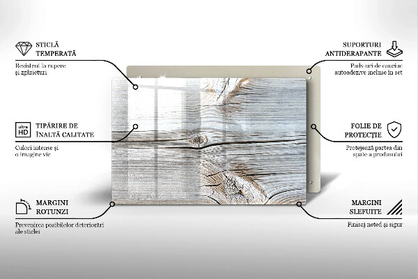 Glas Ceranfeldabdeckung Helle Holzstruktur