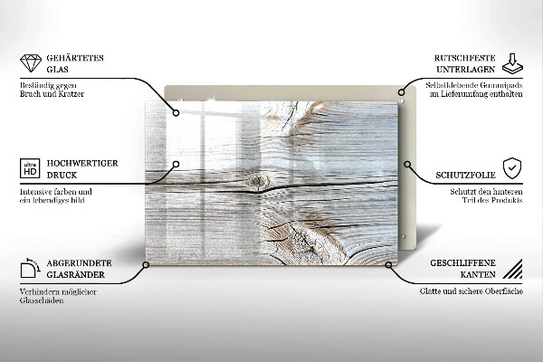 Glas Ceranfeldabdeckung Helle Holzstruktur