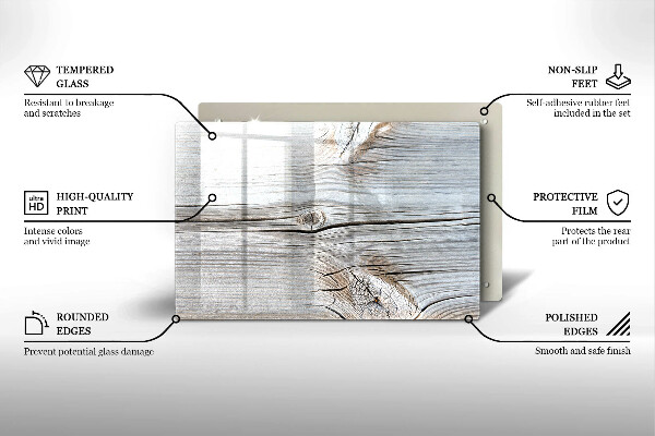 Glas Ceranfeldabdeckung Helle Holzstruktur
