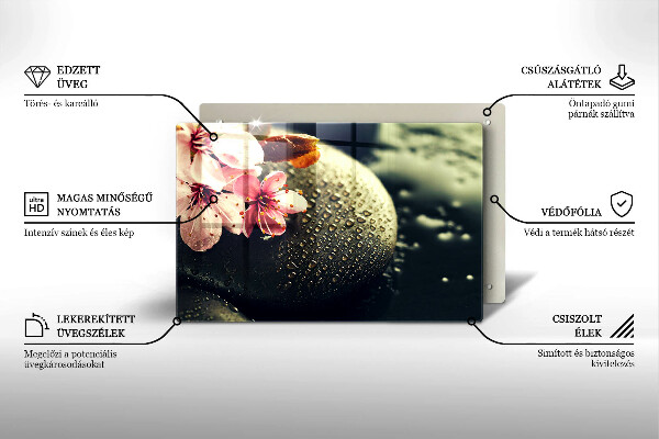 Glas Ceranfeldabdeckung Blumen Zen-Steine