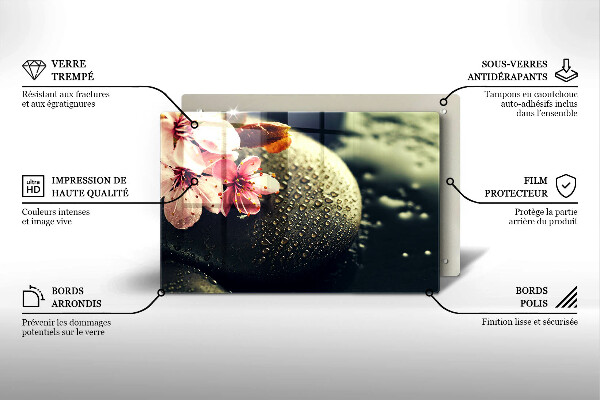 Glas Ceranfeldabdeckung Blumen Zen-Steine