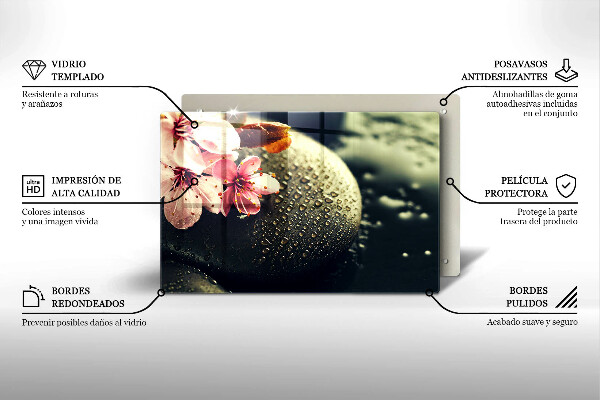 Glas Ceranfeldabdeckung Blumen Zen-Steine