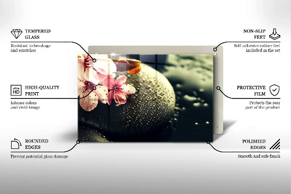 Glas Ceranfeldabdeckung Blumen Zen-Steine