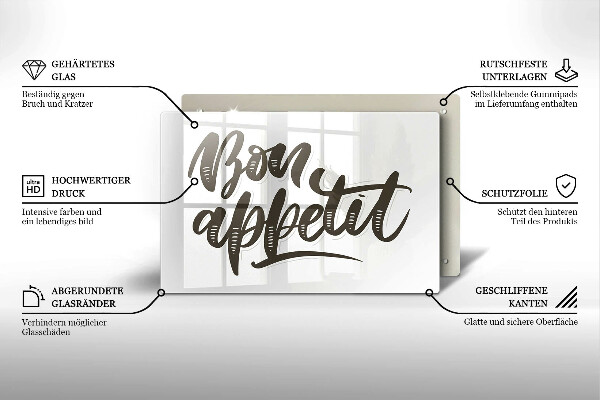 Glas Ceranfeldabdeckung Inschrift Bon appetit