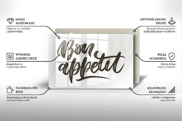Glas Ceranfeldabdeckung Inschrift Bon appetit