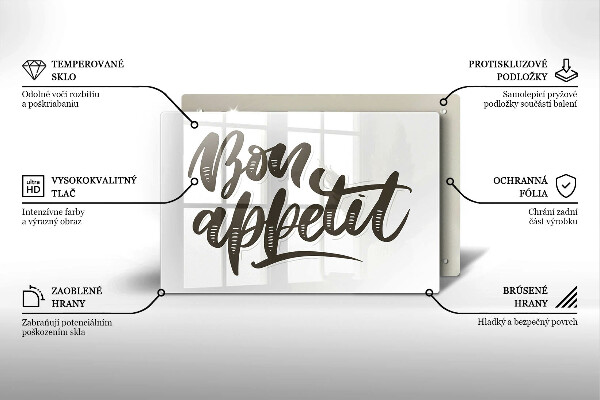 Glas Ceranfeldabdeckung Inschrift Bon appetit