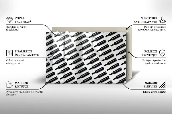 Glas Ceranfeldabdeckung Schwarze Weinflaschen