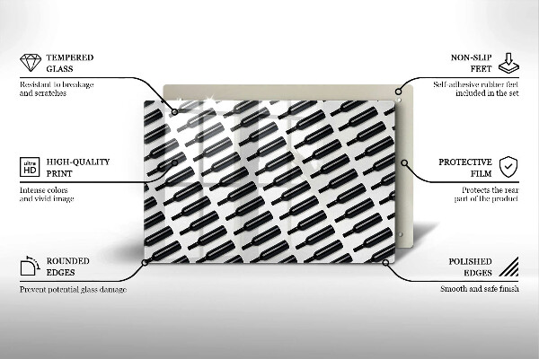 Glas Ceranfeldabdeckung Schwarze Weinflaschen