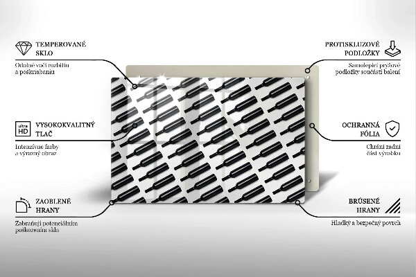 Glas Ceranfeldabdeckung Schwarze Weinflaschen