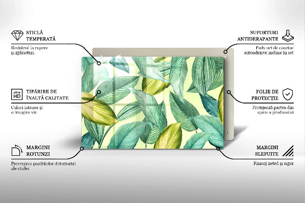 Glas Ceranfeldabdeckung Grüne tropische Blätter