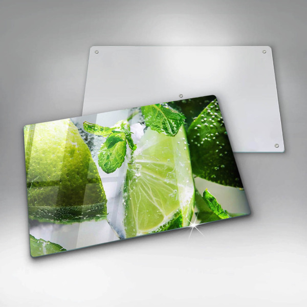 Glas Ceranfeldabdeckung Wasser mit Limette und Eis