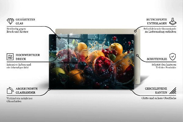 Glas Ceranfeldabdeckung Früchte im Wasser