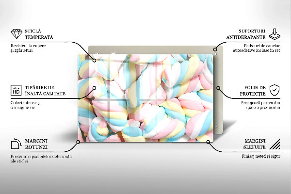 Glas Ceranfeldabdeckung Bunte Marshmallows