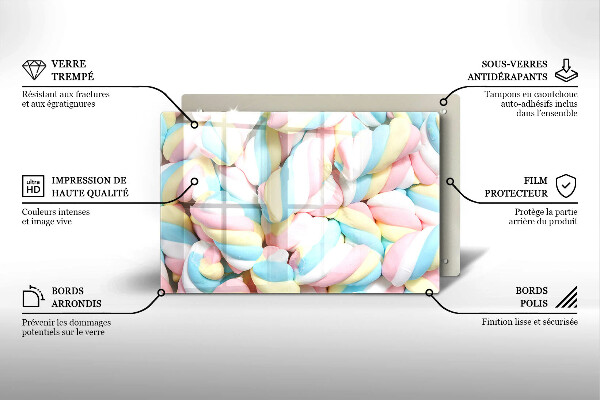 Glas Ceranfeldabdeckung Bunte Marshmallows