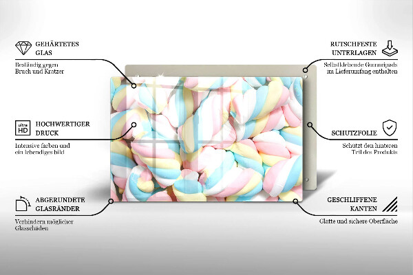 Glas Ceranfeldabdeckung Bunte Marshmallows