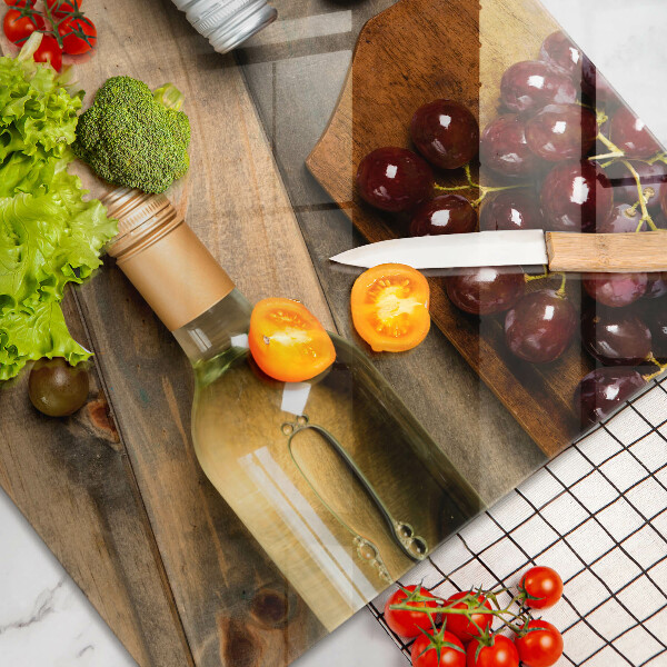 Glas Ceranfeldabdeckung Weinflaschen und Trauben