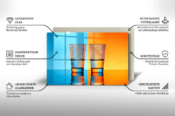 Glas Ceranfeldabdeckung Zwei Gläser Wasser