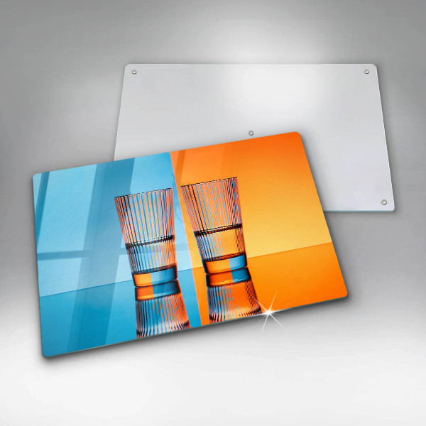 Glas Ceranfeldabdeckung Zwei Gläser Wasser